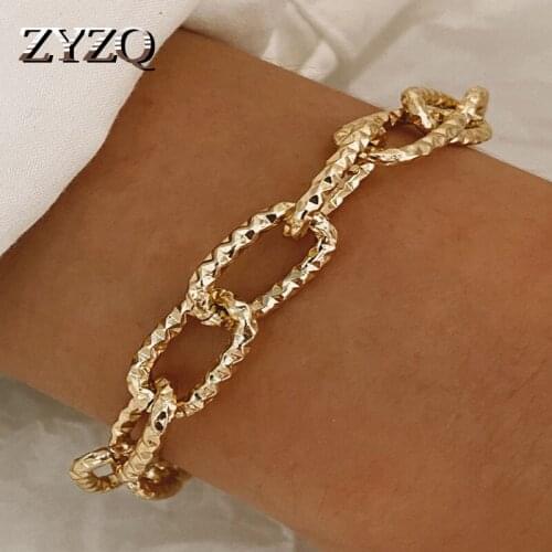 ZYZQ Hip Hop Chain Link Bracelet For Women BOHO Female Chunky Wrist Chain Bangles Fashion Cuban Bracelets Unisex Jewelry