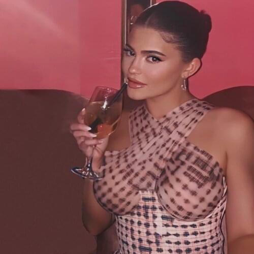 Womens Fashion White Valentines Day Celebrity Hollow Kyliejenner Printed Top Sexy Lady Club Printed Top