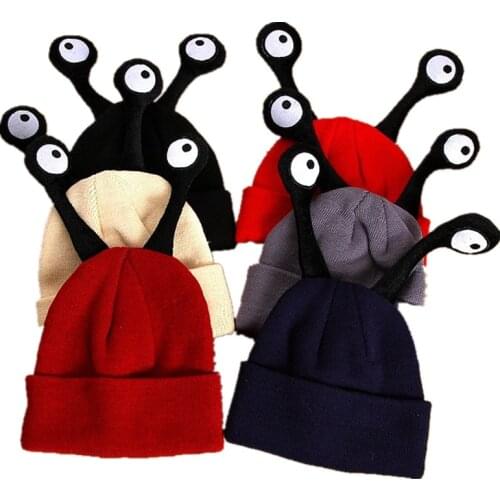 Winter insects eye wool hats autumn knitted kids caps children skullies beanies cute novelty baby hat