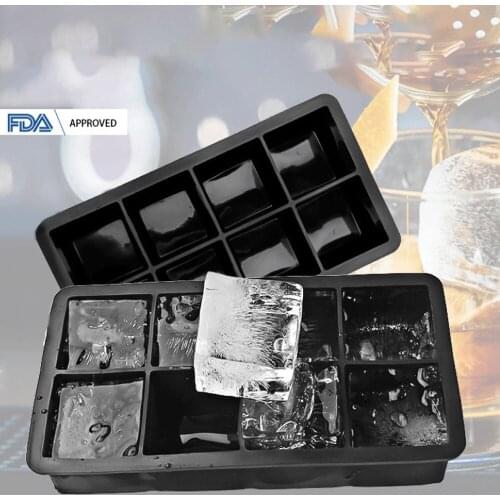 1 PC 8 Cavity Ice Cube Square Silicone Mold With Lid Option Soap Making Pastry Chocolate Candy Butter Mold Tray 10346850