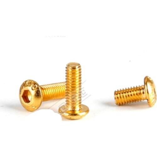 10Pcs ISO7380 M2 M2.5 M3 M4 M5 Round button Head Plating Titanium Gold Hex Socket Screw Length 5-30mm