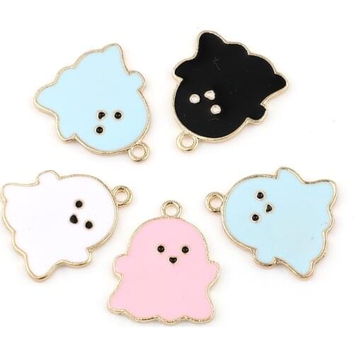 10 PCs Halloween Ghost Series Charms Pendant For Jewelry Making Zinc Based Alloy Charms Colorful Enamel Pendant 24mm x 20mm
