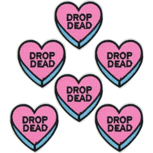 10 pcs funny heart patches badge for clothing iron embroidered patch applique iron on patches sewing accessories for DIY clothes