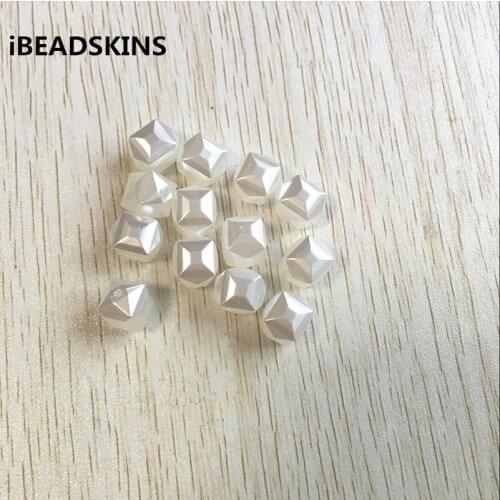 13mm 400pcs/lot white color Acrylic Imitation pearl cubic shape Beads for Jewelry DIY #4440 (Design as shown)
