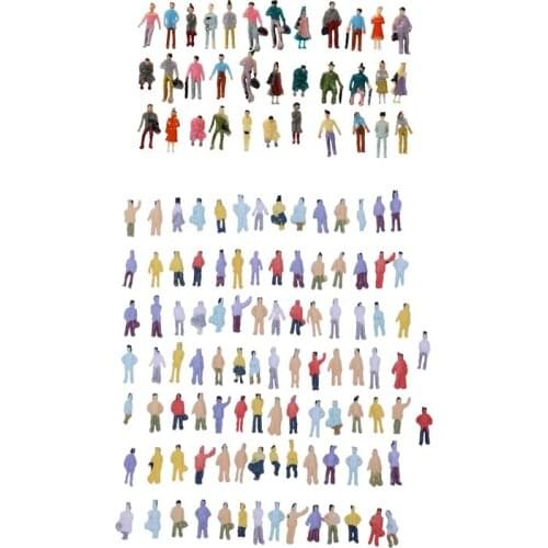 200Pcs Painted Model Train Passenger People Figures Scale 1:150 - 100Pcs 8-11Mm & 100Pcs 10-1m