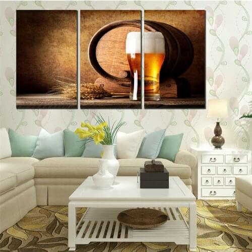 3 Pieces of Keg Beer and Wine Glass Bar Decoration Painting Abstract Canvas Painting Canvas Art Printing Picture Nordic SL-037