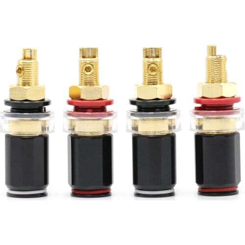 4Pieces BP1102(G) 24k Gold Plated Black audio Binding Post for speaker and amplifer