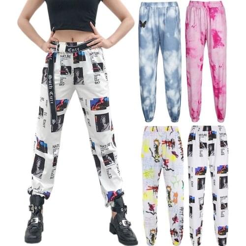 2021 summer new casual pants tie-dye harem pants tie-dye pants sports pants elastic waist loose wild slim women
