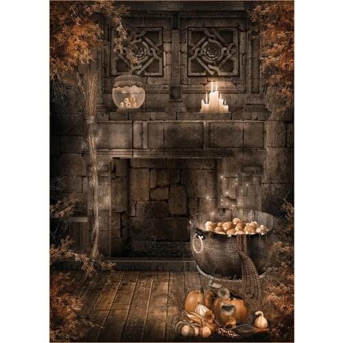 Photo Background Pumpkins Candles Weird Halloween Computer Printed Backdrop for Baby Children Party Photocall Photography Props