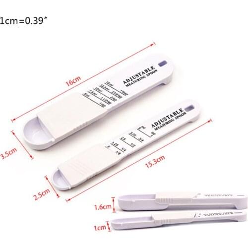 2pcs/set Adjustable Measuring Spoon Milk Sugar Condiment Spoons with Scale Tool 896A