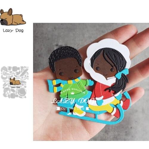 Boy Girl Skiing Metal Cutting Dies Scrapbooking Stencil DIY Mold Knife Craft Embossing Die Cuts Card Making New Dies For 2020