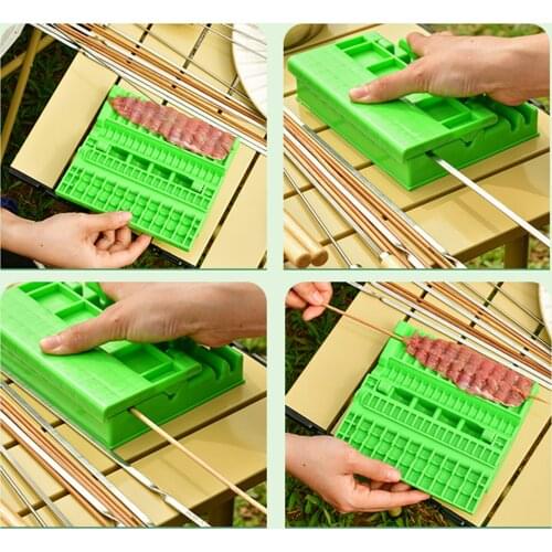 Meat Skewer Machine Plastic Easy Skewer Meat String Device Quick Portable BBQ Meat Skewer Box Kebab Maker Tool Gadget
