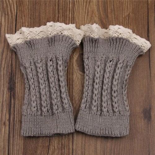 Fashion Double Button Cable Knitted Boot Cuff Short Leg Warmer Womens Boot Socks Knitted Lace Trim Fashion Boots Accessories