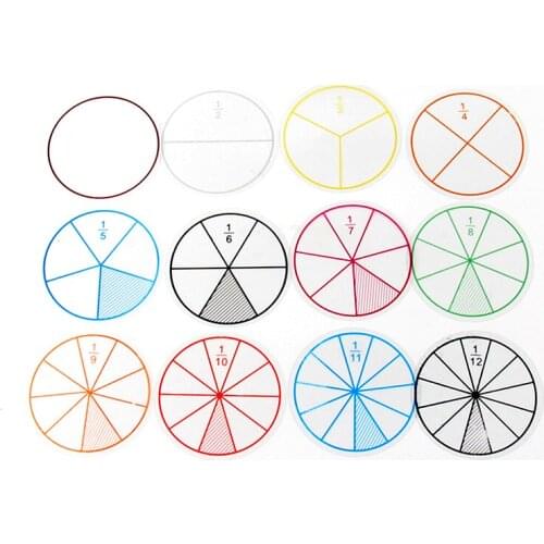 Montessori Educational Toys for Children Early Learning Kids Intelligence Teaching Aids Math Chips Fractions Circles 12pcs/lot