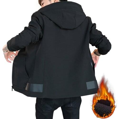 Brand jacket coat mens 2019 winter warm Korea plus velvet thick youth hooded jacket men jacket