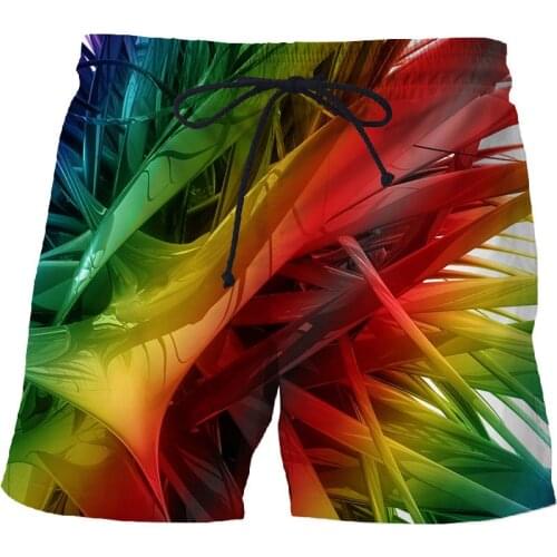 Mens 3D short-sleeved psychedelic 3d printed shorts mens womens summer casual pants quick-drying beach swimming shorts