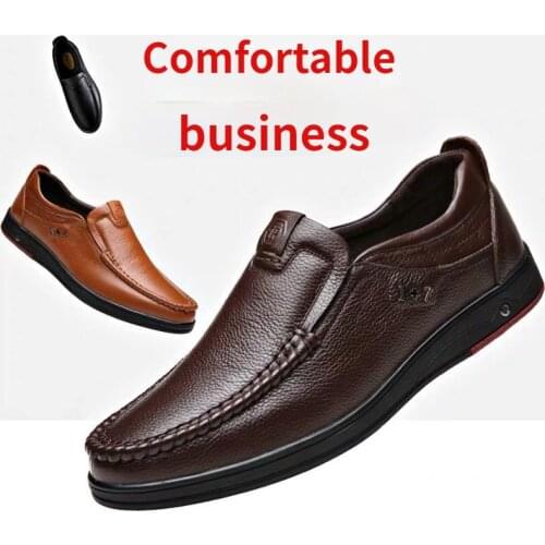 2020 Newly Mens Genuine Leather Shoes Size 38-47 Head Leather Soft Anti-slip Driving Shoes Man Spring Leather Shoes
