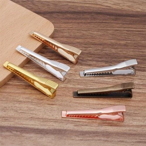 2pcs 55x5mm Men Copper Tie Clip Bar Brooch Clasp Chic Fashion Solid Color Slim Collar Useful Neck Tie Pin