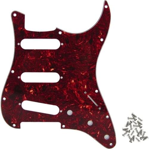 FLEOR Red Tortoise Shell 11 Holes Standard Guitar Pickguard Scratch Plate SSS ST Pick Guard with Screws for US