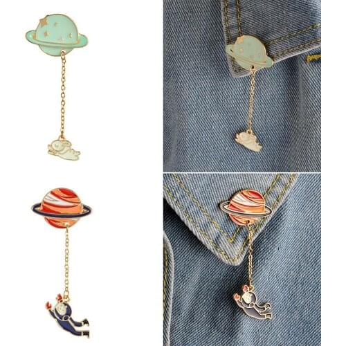 75% New Arrival!!! Unisex Fashion Rabbit Astronaut Pendant Earth Planet Clothes Badges Brooch Pin