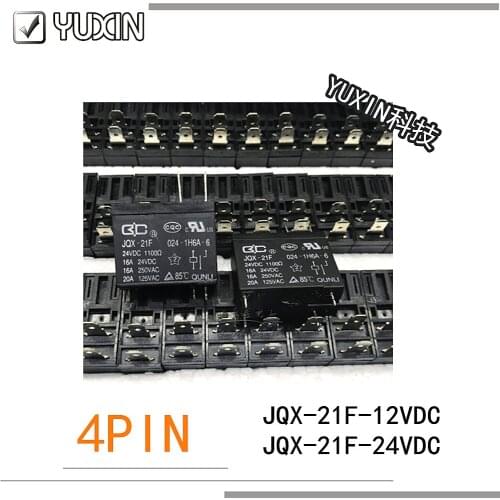 20PCS/LOT 100%Original&New Relay JQX-21F 24VDC JQX-21F -24VDC 024-1H6A-6 24VDC JQX-21F -12VDC 12V 4PIN 16A