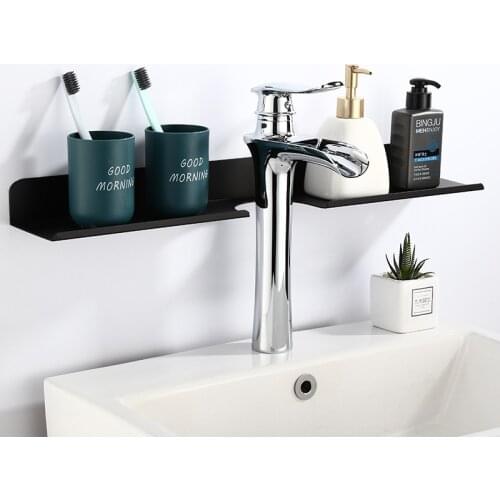 50-70cm Bathroom Shelf Faucet Accessories Punch-Free Tray Black Shampoo Rack Drain Rack Kitchen Toiletries Faucet Storage Rack