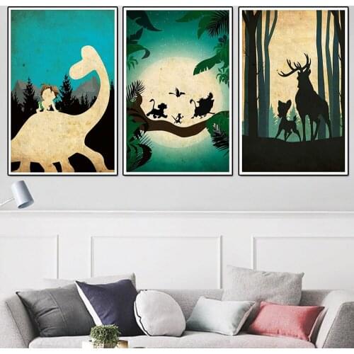 Canvas Poster Cartoon Disney Lilo&Stitch Movie Vintage Classic Animation Fox And Hound Print Painting Kids Room Home Decoration