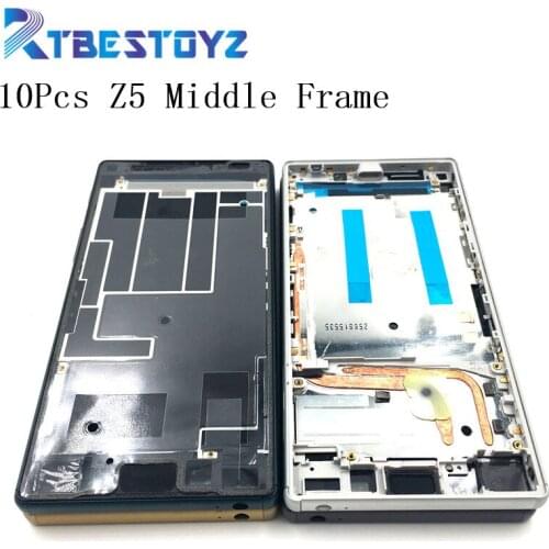 RTBESTOYZ 10PCS Housing Middle Bezel Plate LCD Frame With Power Button Dust Plug For Sony Xperia Z5 Dual E6653 E6603 E6633 E6683