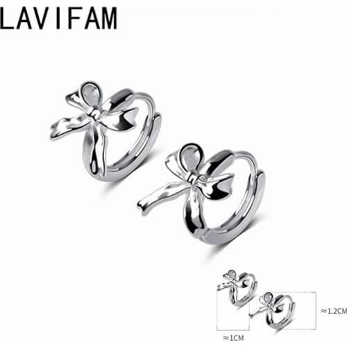 2021 New Bowknot Hoop Earrings Charm 100% 925 Sterling Silver Circle Ear Earring For Girl Lady Daughter Jewelry