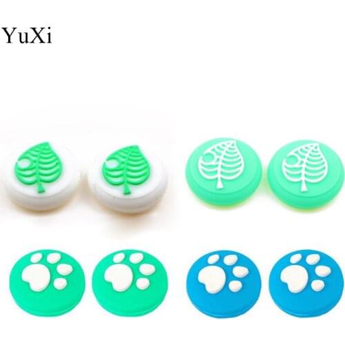 Green For Nintend switch Joy Con Animal Crossings Thumb Grips Kawaii Leaf Type Silicone Case For Nitend Switch Lite Cute Cover