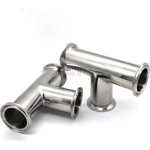 Stainless steel 304 316L Quick installation Equal diameter 3 way Clamp type T tube Chuck TC connector