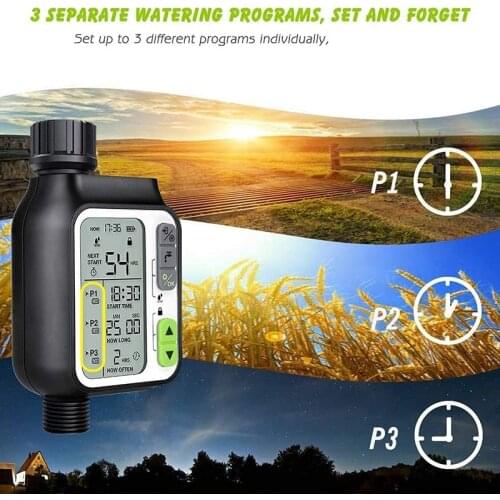 Sprinkler Timer Water Timer with 3 Separate Watering Programs Hose Timer with Rain Sensor Auto Manual Watering Mode