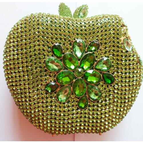 Apple-Shaped Gren Diamond Party Purse Handbag Best Design Women’s Crystal Evening Clutch Bag Female Shoulder Messenger Clutches