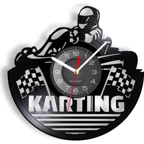Go Kart Vintage Vinyl Record Wall Clock Modern Karting Decor Sport Time Clock Wall Watch Art Unique Gift Idea For Karting Racers