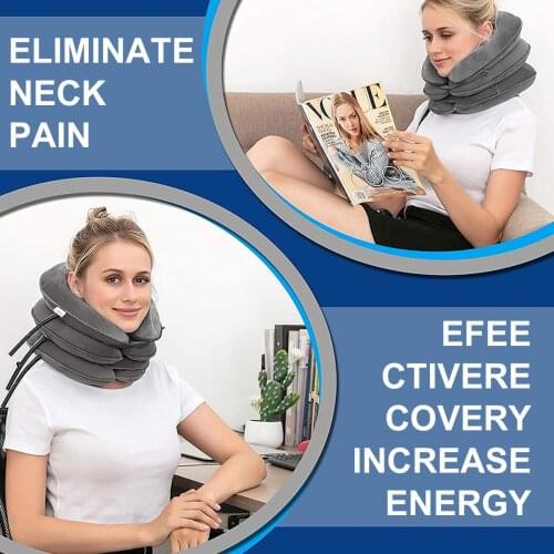 Pinched Nerve Neck Stretcher Cervical Traction Device 3 Tube Inflate Neck Stretcher Collar Pain Relief for Chronic Neck Pain