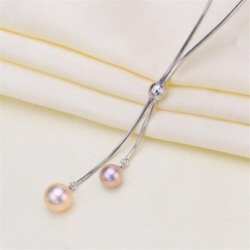 DIY pearl accessories 925 silver Blank pearl Sets of Chain Setting Base empty pendant chain with
