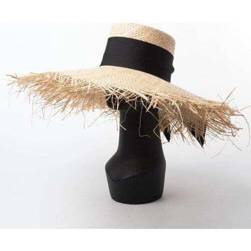 King Wheat Women Summer Bandage Beach Stage Show Big Brim Ring Top Raffia Hat Women Fashion Casual 2021 New Sun Hats