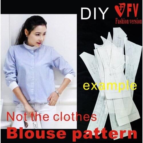 Ladies' small stand-up collar long-sleeved shirt pattern making clothes sewing drawings BCY-65