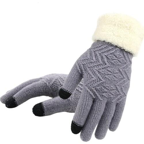 Winter Women Knitted Gloves Touch Screen Female Gloves Knitted Thicken Warm Full Finger Soft Stretch Knit Mittens Ladies Guantes