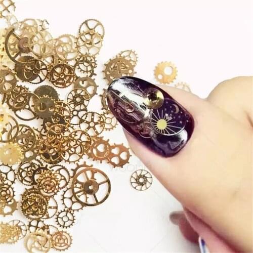 1 Box 3D Decoration Steampunk Mechanical Component Gear Wheel Nail Art Glitter Sequins Mixed Shape DIY Art Tips Manicure