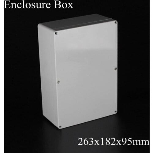 1 piece/lot) 263*182*95mm Grey ABS Plastic IP65 Waterproof Enclosure PVC Junction Box Electronic Project Instrument Case