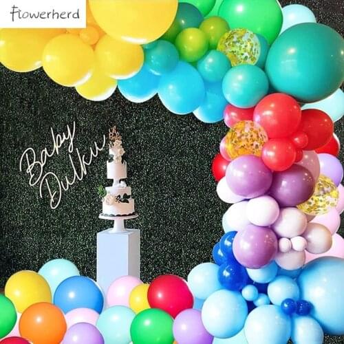 118pcs Rainbow Balloon Garland Arch Kit Gold Confetti Balloons Set for Birthday Wedding Baby Shower Mexican Fiesta Decorations
