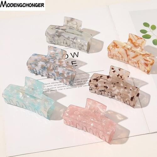 2020 Fashion Geometric Acetate Hair Claws Big Size Square Hair Crabs Clip Leopard Grain Hair Clamps For Women Hair Accessories