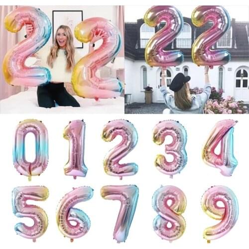 40inch Big Colorful Number Foil Balloon 0-9 Years Old Birthday Party Baby Shower Wedding Decoration Helium Balls Supplies Globos