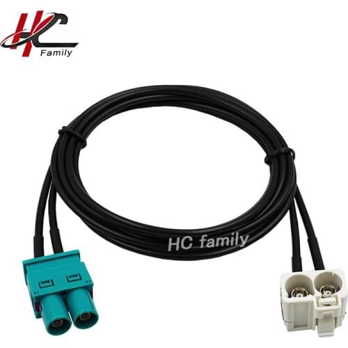 50cm 19.7in Two white Fakra B jack to Two Water blue Fakra Z plug Cable 2 Fakra to 2 Fakra Radio Antenna Adapter