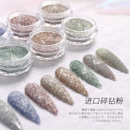 8Pcs Nail art jewelry diamond powder glitter sequins diamond effect white diamond glitter colorful diamond powder
