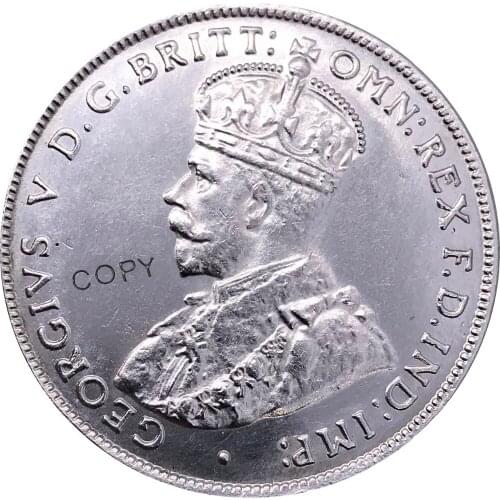 Australia 1 One Florin Two Shillings George V 1915 Advance Crowned Bust Left Cuproickel Plated Silver Copy Coins
