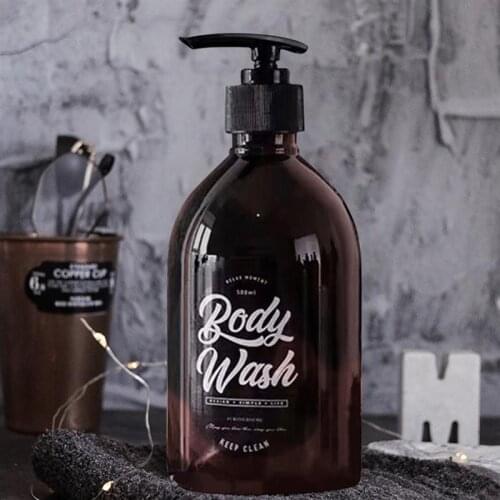 Wash Hair Bottle Conditioner Lotions Press Dispenser INS Simple Brown Bottled Bathroom Shower Gel Refillable Bottles