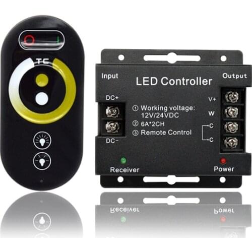 DC12-24VLED dual color temperature touch radio frequency controller CCT LED lamp with light bar stepless dimming driver control