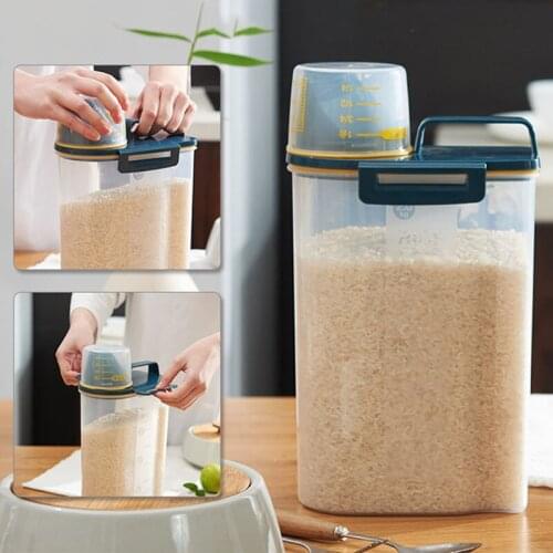 Home Food Storage Rice Bucket Kitchen Plastic Grains Insect-Proof Storage Box Sealed Moisture-Proof Storage Tank Organizer